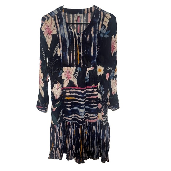 Anthropologie Dresses & Skirts - Anthropologie Bl^nk London Dress Blue M Boho Floral Midi Long Sleeve